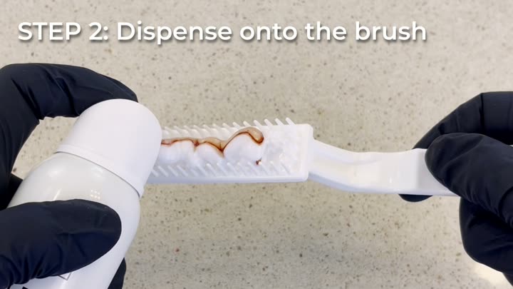 Dispense onto the brush