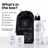 Men's full coverage hair color box by Simpler Hair Color, featuring a professional-grade hair dye kit for men.
