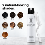 Men's full coverage hair color box by Simpler Hair Color showing the product packaging with color options and branding.