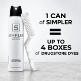 Men's full coverage hair color box by Simpler Hair Color featuring a sleek packaging design with product details.
