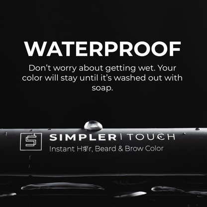 Waterproof touch-up pen for hair, beard, and eyebrows by SIMPLER HAIR COLOR, featuring a sleek design for quick, precise color application.